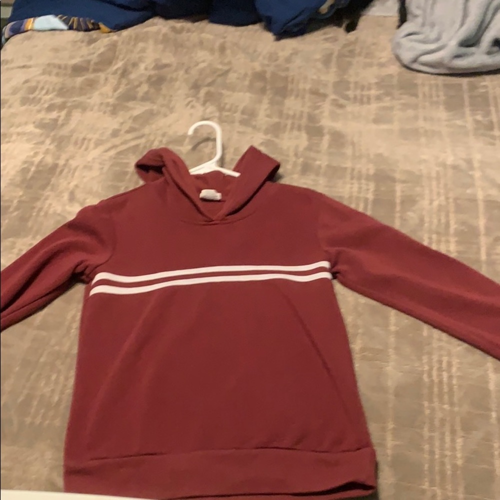 Red maroon striped hoodie